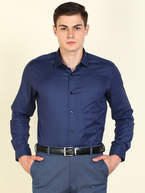 

Louis Philippe Men Navy Blue Slim Fit Self Design Formal Shirt