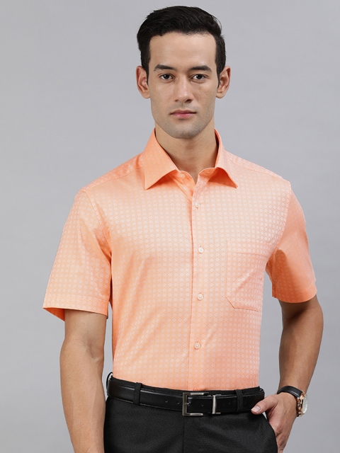 

Louis Philippe Men Peach-Coloured Classic Fit Self Design Formal Shirt