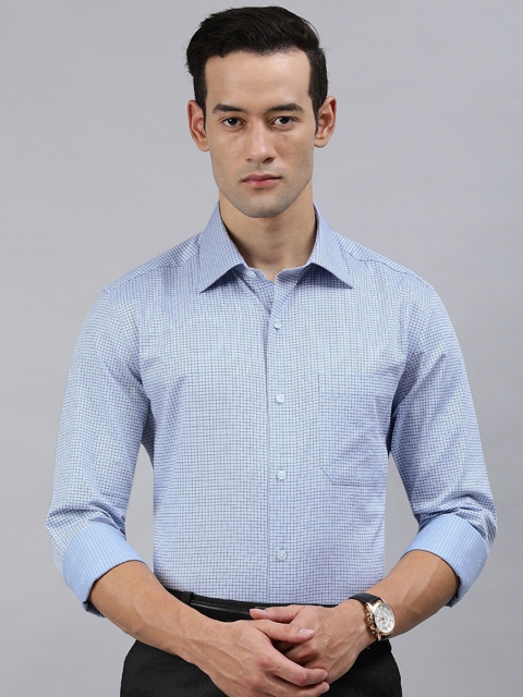 

Louis Philippe Men Blue & Black Slim Fit Checked Formal Shirt