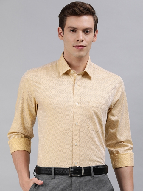

Louis Philippe Men Yellow Slim Fit Self Design Formal Shirt