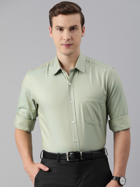 

Louis Philippe Men Beige Solid Slim Fit Checked Pure Cotton Casual Shirt