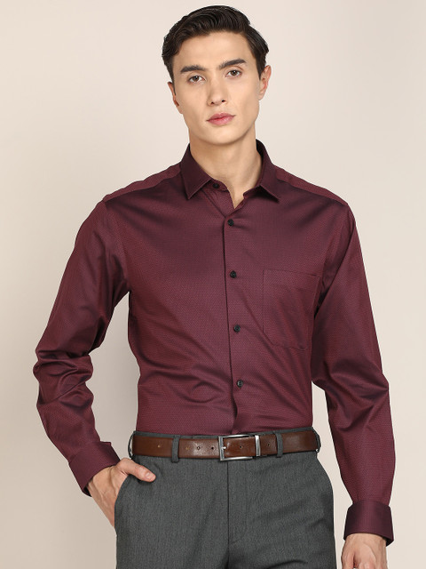 

Louis Philippe Men Burgundy Slim Fit Self Design Formal Shirt