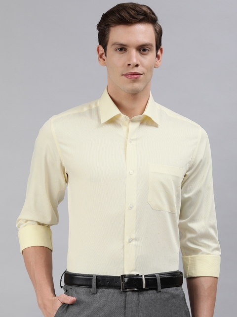 

Louis Philippe Men Yellow Slim Fit Self Design Formal Shirt