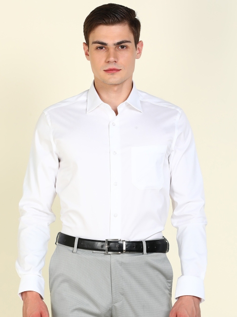 Louis Philippe Men White Solid Formal Shirt