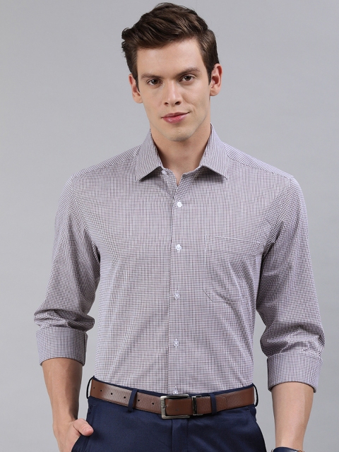 

Louis Philippe Men Maroon & White Slim Fit Checked Formal Shirt