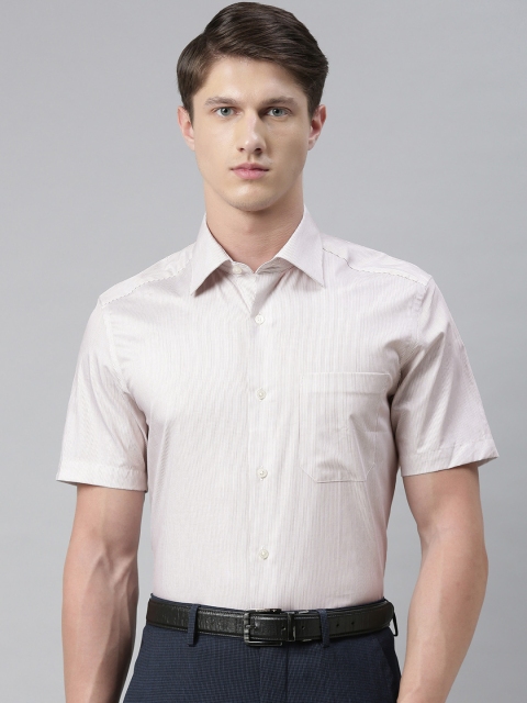 

Louis Philippe Men Beige Regular Fit Striped Formal Shirt