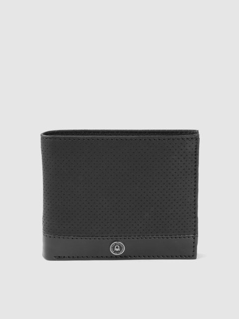 

United Colors of Benetton Men Black Perforated Two Fold Wallet