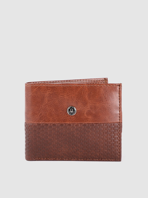 

United Colors of Benetton Men Tan Brown Geometric Textured Two Fold Wallet