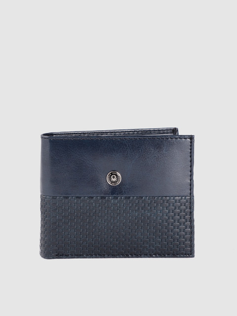 

United Colors of Benetton Men Navy Blue Geometric Textured Two Fold Wallet