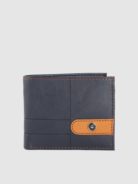 

United Colors of Benetton Men Navy Blue Solid Two Fold Wallet