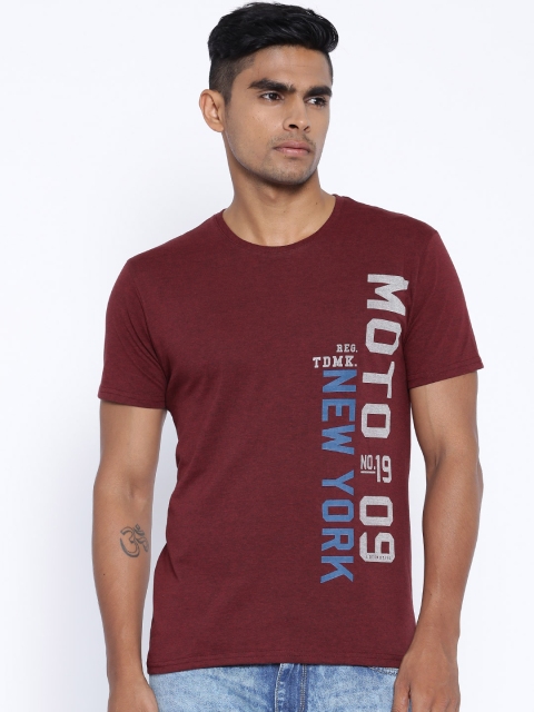 

Locomotive Maroon Melange Printed T-shirt
