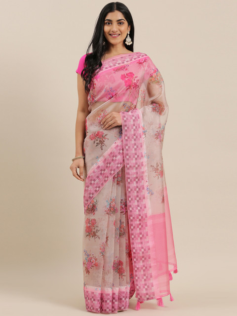 

The Chennai Silks Classicate Multicoloured Floral Printed Tissue Saree, Multi