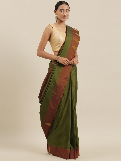 

The Chennai Silks Classicate Olive Green Pure Silk Woven Design Ilkal Saree