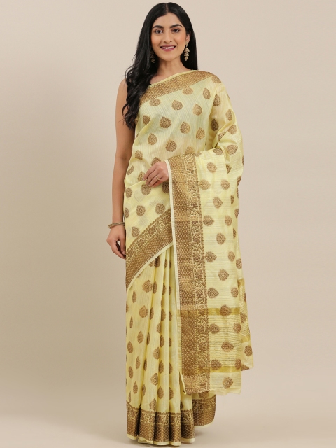 

The Chennai Silks Classicate Yellow & Golden Polycotton Woven Design Saree