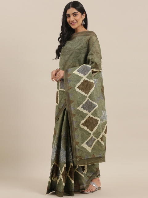 

The Chennai Silks Classicate Green Printed Pure Cotton Saree