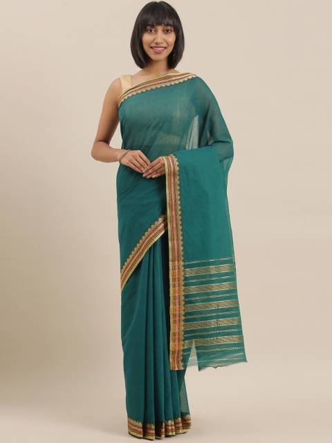 

The Chennai Silks Teal Green Solid Pure Cotton Saree