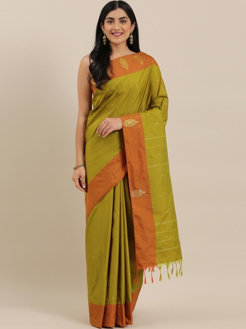 

The Chennai Silks Classicate Green & Golden Pure Silk Woven Design Ilkal Saree