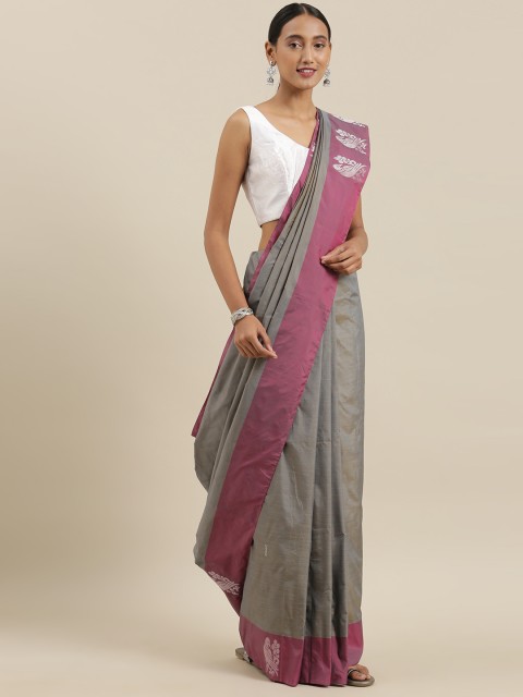 

The Chennai Silks Classicate Grey & Silver-Toned Pure Silk Woven Design Ilkal Saree