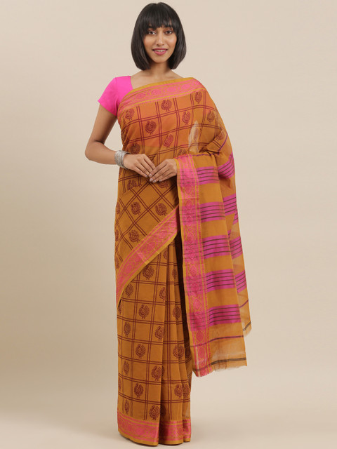 

The Chennai Silks Classicate Brown Printed Pure Cotton Saree