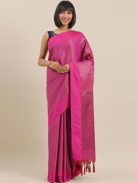 

The Chennai Silks Classicate Magenta Pink & Gold-Toned Polycotton Woven Design Saree