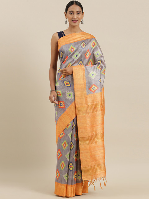 

The Chennai Silks Classicate Multicoloured Viscose Rayon Printed Chanderi Saree, Multi