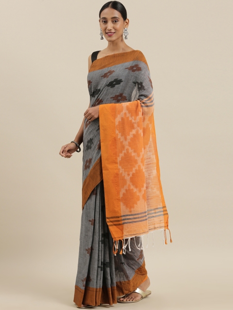 

The Chennai Silks Classicate Grey Printed Cotton Blend Saree