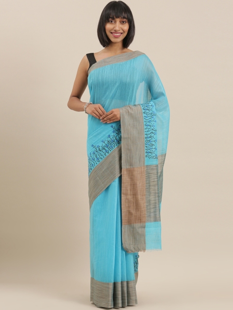 

The Chennai Silks Classicate Blue Solid Polycotton Saree