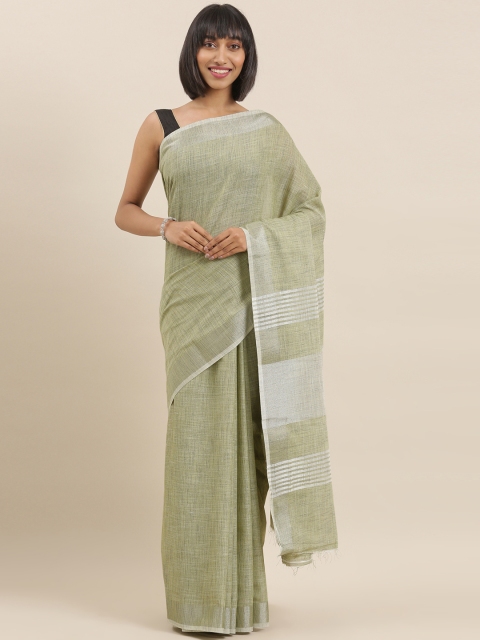 

The Chennai Silks Classicate Green Solid Polycotton Saree