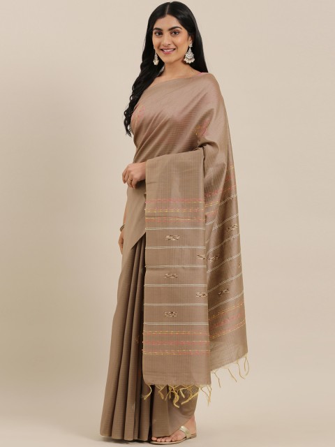 

The Chennai Silks Classicate Brown Embroidered Viscose Rayon Saree