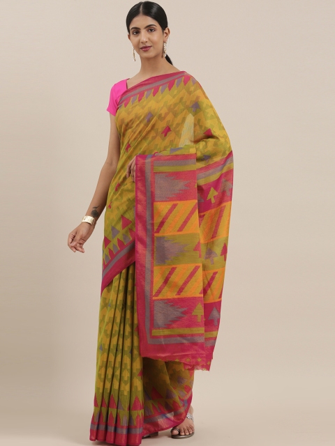 

The Chennai Silks Classicate Green Poly Silk Woven Design Bhagalpuri Saree