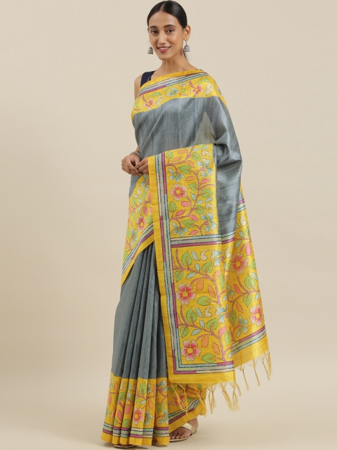 

The Chennai Silks Classicate Grey Solid Viscose Rayon Saree