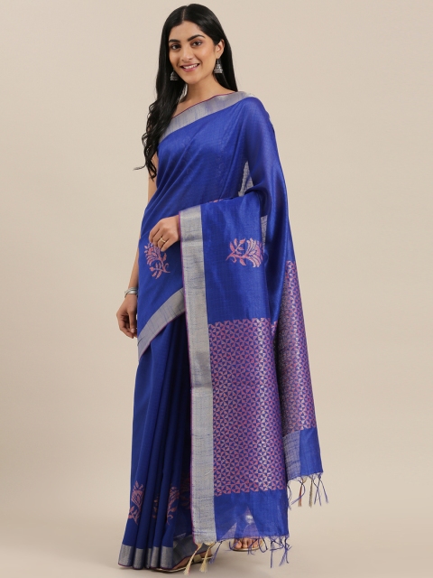 

The Chennai Silks Classicate Navy Blue Woven Design Viscose Rayon Saree