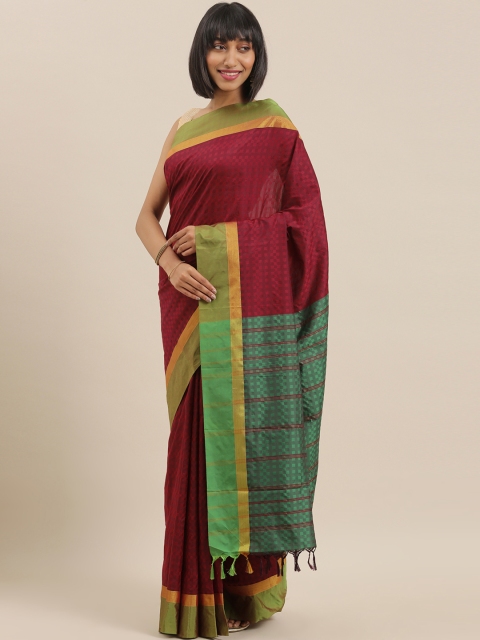 

The Chennai Silks Classicate Maroon Woven Design Polycotton Saree