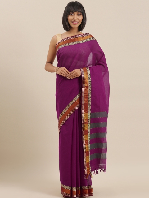 

The Chennai Silks Classicate Purple Solid Pure Cotton Saree