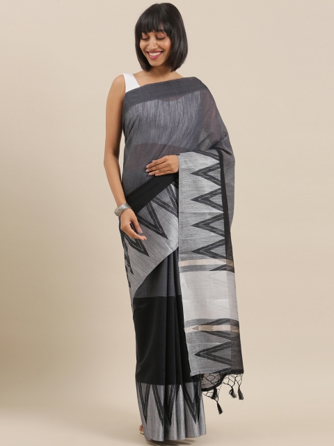 

The Chennai Silks Classicate Black Solid Polycotton Saree