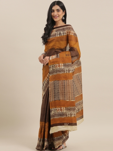 

The Chennai Silks Classicate Brown Tribal Printed Pure Cotton Saree