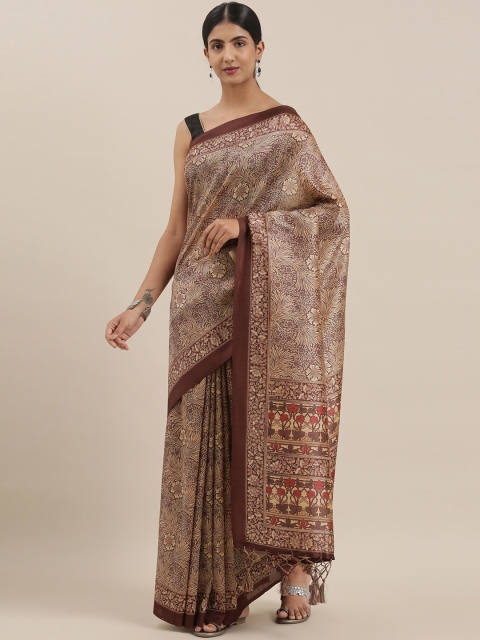 

The Chennai Silks Classicate Brown Viscose Rayon Printed Chanderi Saree