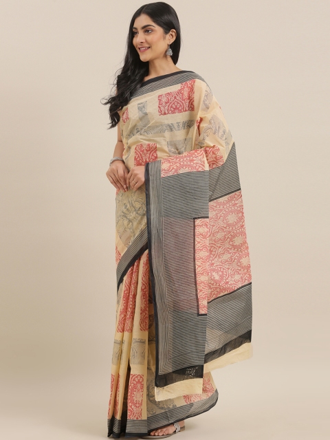 

The Chennai Silks Classicate Beige & Red Pure Cotton Printed Saree