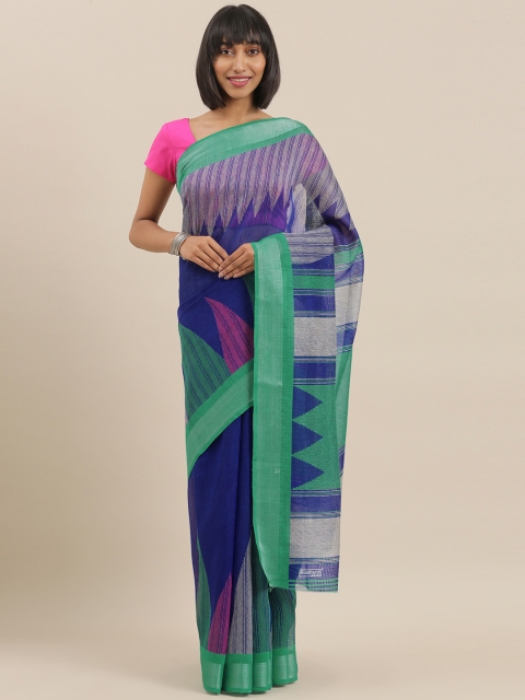 

The Chennai Silks Classicate Blue Poly Silk Printed Bhagalpuri Saree
