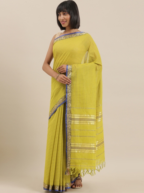 

The Chennai Silks Classicate Green & Violet Pure Cotton Woven Design Saree