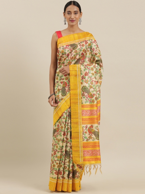 

The Chennai Silks Classicate Beige Viscose Rayon Printed Chanderi Saree