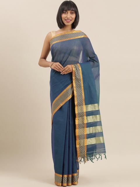 

The Chennai Silks Classicate Blue Solid Pure Cotton Saree