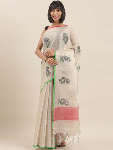 

The Chennai Silks Classicate Silver-Coloured & Black Polycotton Woven Design Saree