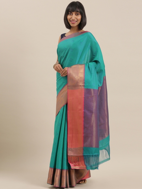 

The Chennai Silks Classicate Green Woven Design Polycotton Saree