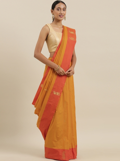 

The Chennai Silks Classicate Mustard Yellow Pure Silk Woven Design Ilkal Saree