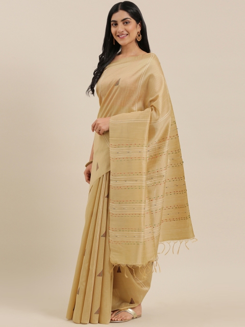 

The Chennai Silks Classicate Beige & Green Viscose Rayon Woven Design Saree