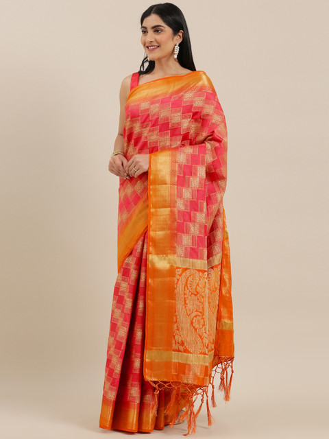 

The Chennai Silks Classicate Red & Beige Viscose Rayon Woven Design Saree
