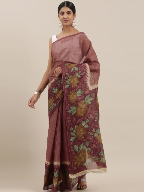 

The Chennai Silks Classicate Brown Printed Pure Cotton Saree