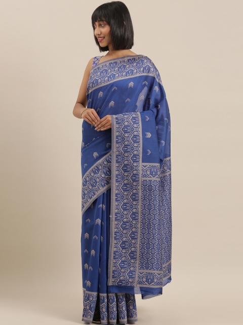 

The Chennai Silks Classicate Blue & Beige Polycotton Woven Design Saree