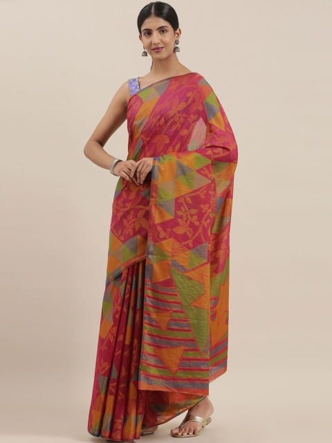

The Chennai Silks Maroon & Mustard Yellow Poly Silk Woven Design Bhagalpuri Saree